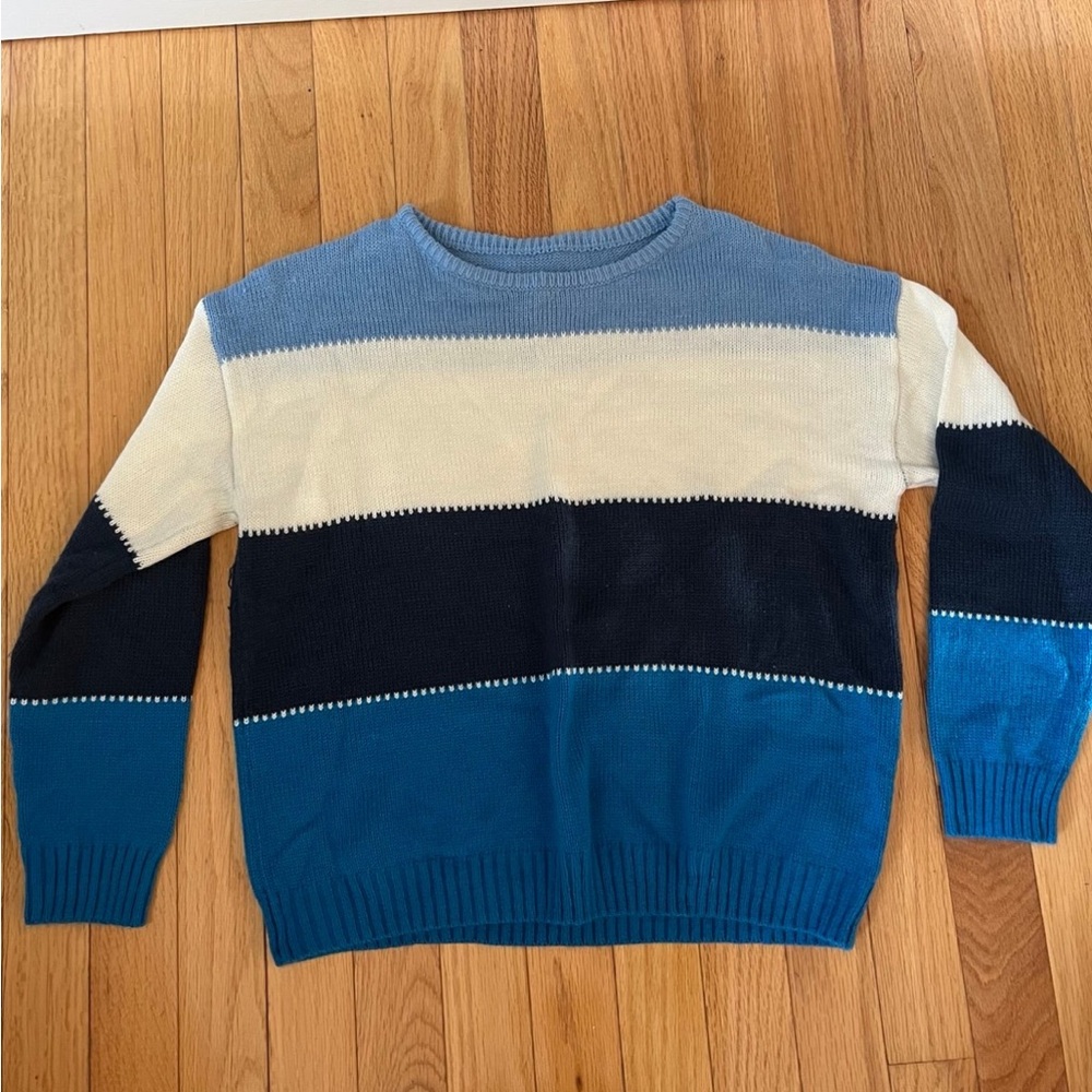 Blue and Cream Striped Sweater